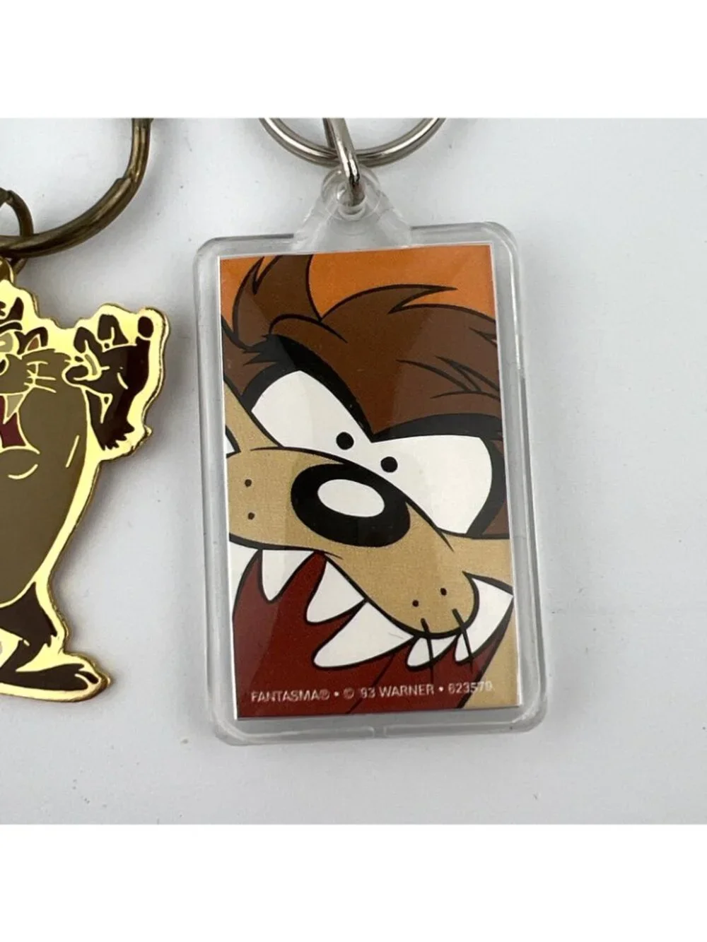 2 Vtg Taz Tazmanian Devil Looney Tunes Warner Brothers  Keychains 1989 and 1993